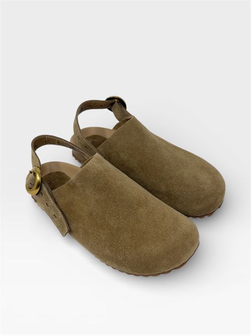 Sandali sabot in suede con cinturino IL LACCIO | 8142SUEDEOILGREEN